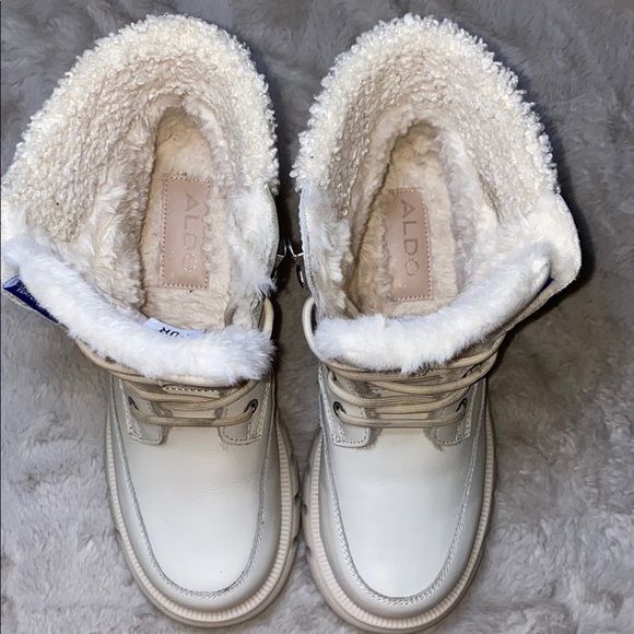 Aldo White Winter Combat Boots with Platform Waterproof - Picture 6 of 10